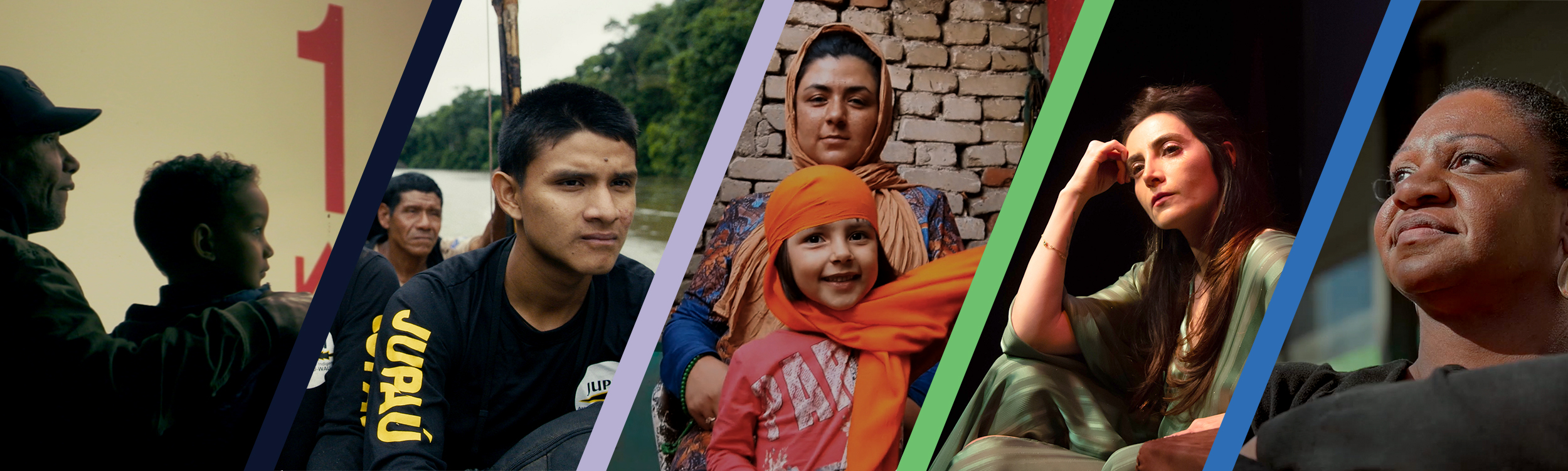 A collection of stills from films presented in the 2023 Northeast Human Rights Film Festival.